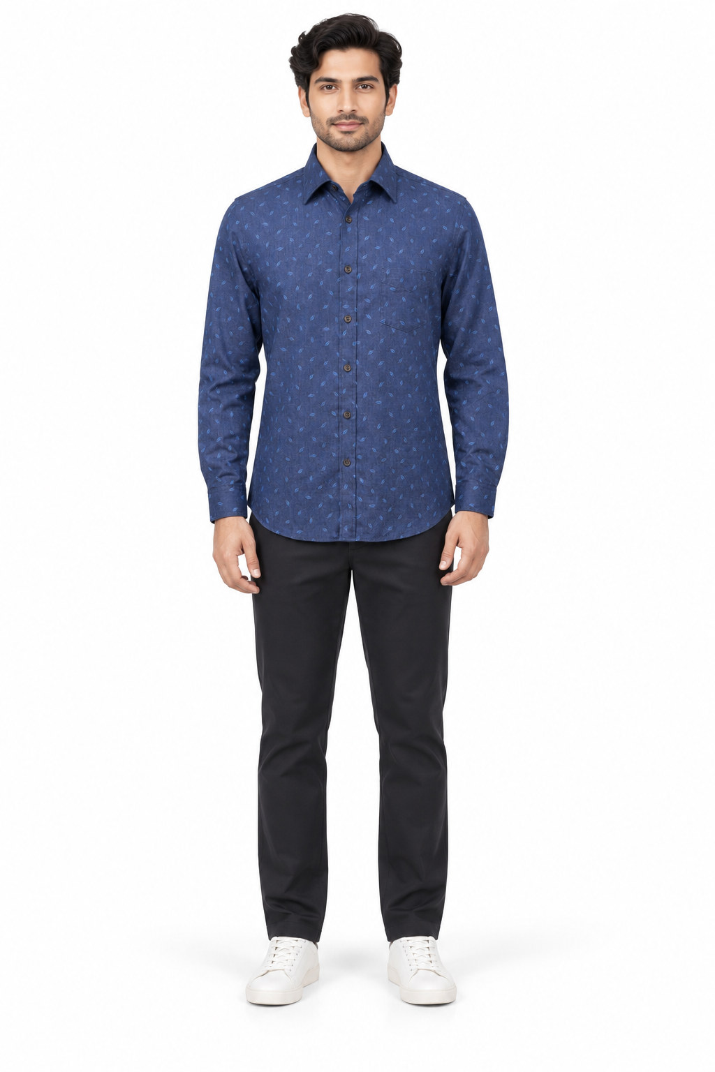RIVAZ Blue Subtle Print Men’s Shirt – 46887-GREY – front view