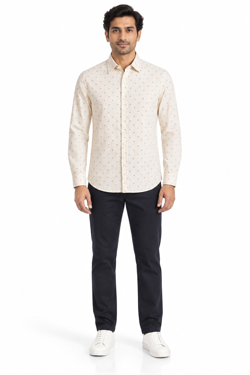 RIVAZ Cream Small Print Men’s Shirt – 47885 – front view