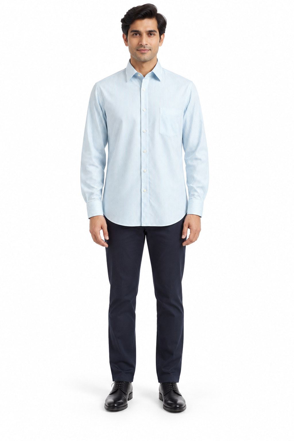 RIVAZ Pale blue Plain Men’s Shirt – 47923 – front view