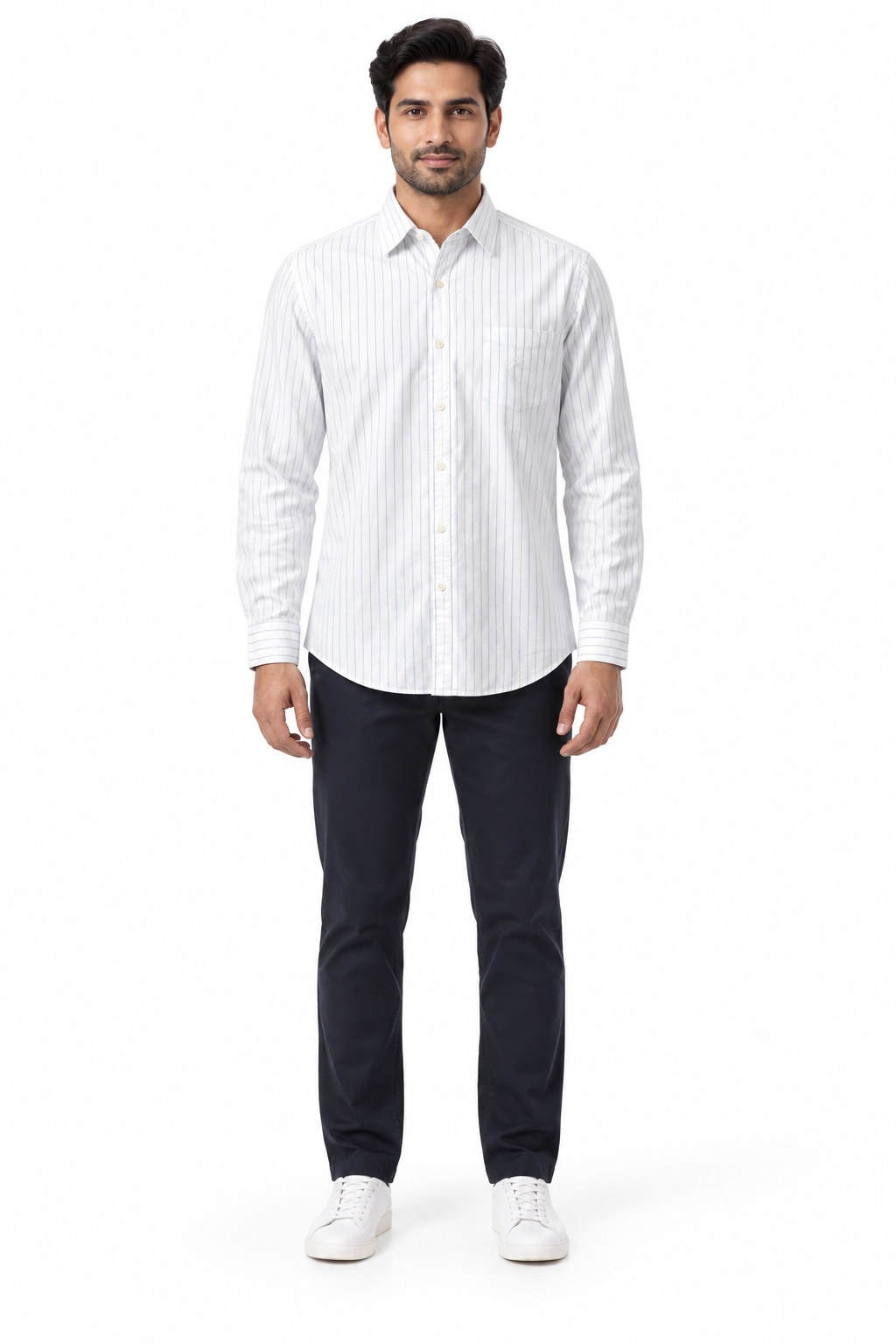 RIVAZ White Subtle Stripe Men’s Shirt – 47927 – front view