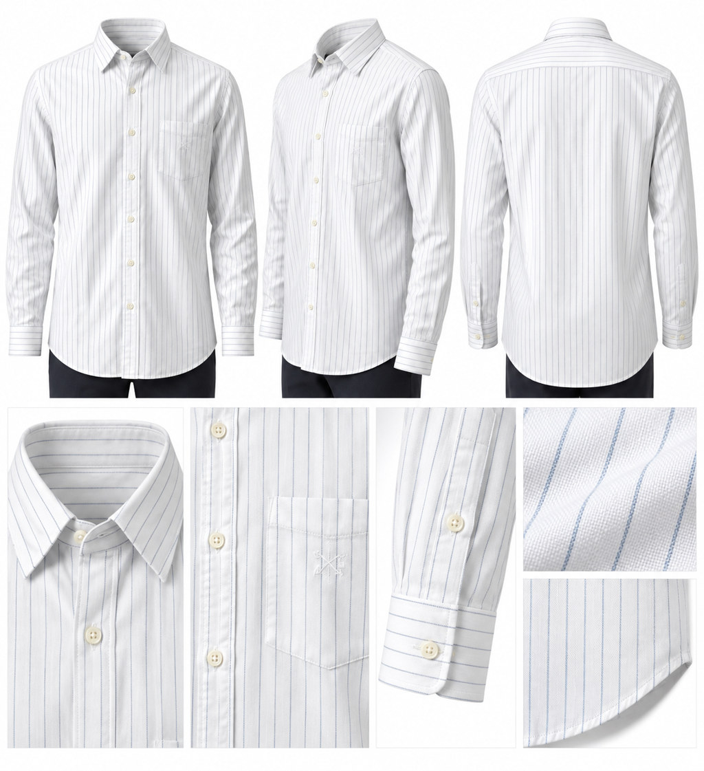 RIVAZ White Subtle Stripe Men’s Shirt – 47927 – design and garment details