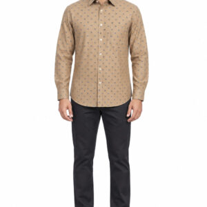 RIVAZ Tan Small Print Men’s Shirt – 48200-GREY – front view
