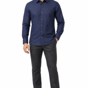 RIVAZ Navy blue Plain Men’s Shirt – 48223 – front view