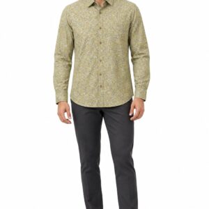 RIVAZ Olive green Small Print Men’s Shirt – 48748 – front view