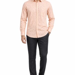 RIVAZ Peach Small Print Men’s Shirt – 49373-CREAM – front view