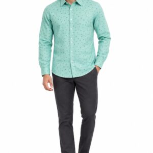 RIVAZ Mint green Small Print Men’s Shirt – 49377 – front view