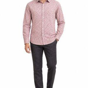RIVAZ Dusty pink Small Print Men’s Shirt – 49381 – front view