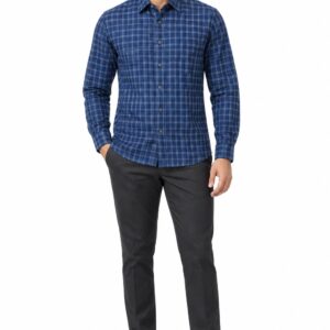 RIVAZ Blue Check Men’s Shirt – 49597-BLACK – front view