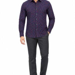 RIVAZ Dark purple Small Print Men’s Shirt – 49610 – front view