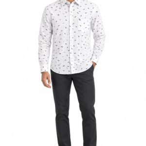 RIVAZ White Small Print Men’s Shirt – 49633 – front view