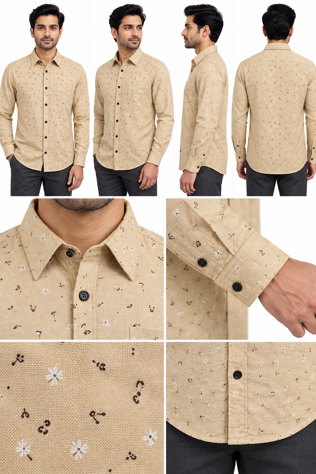 RIVAZ Tan Plain Men’s Shirt – 49638 – design and garment details