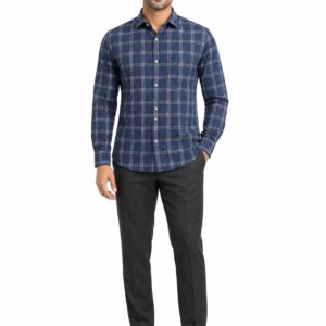 RIVAZ Navy blue Check Men’s Shirt – 52476 – front view