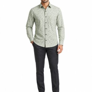 RIVAZ Sage green Small Print Men’s Shirt – 53112 – front view