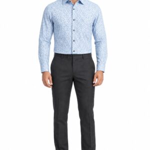 RIVAZ Light blue Small Print Men’s Shirt – 53157 – front view