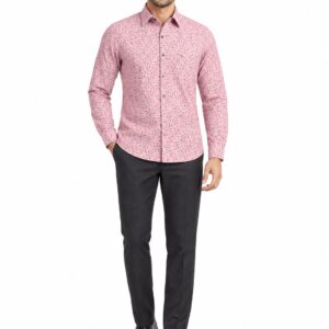 RIVAZ Pink Small Print Men’s Shirt – 53160 – front view