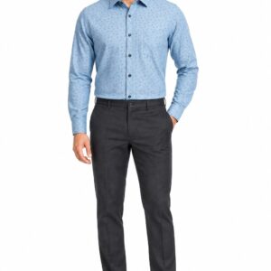 RIVAZ Light blue Small Print Men’s Shirt – 53284 – front view