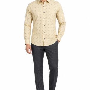 RIVAZ Cream Small Print Men’s Shirt – 53293 – front view