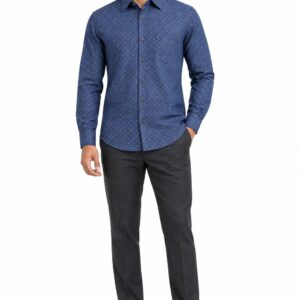 RIVAZ Blue Subtle Print Men’s Shirt – 55281 – front view