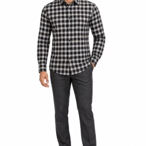 RIVAZ Black and white Check Men’s Shirt – 55292 – front view