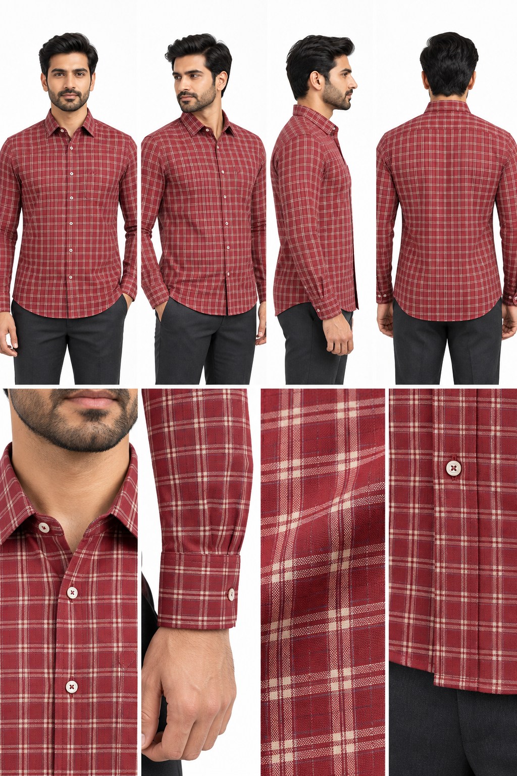 RIVAZ Red Check Men’s Shirt – 55379 – design and garment details