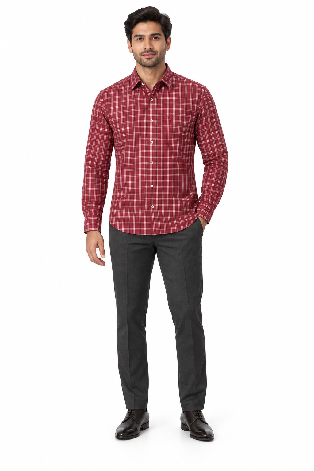 RIVAZ Red Check Men’s Shirt – 55379 – front view