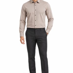 RIVAZ Taupe Plain Men’s Shirt – 55492 – front view