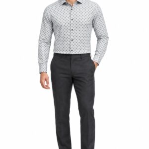 RIVAZ White Small Print Men’s Shirt – 55588 – front view