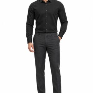 RIVAZ Black Plain Men’s Shirt – 55617 – front view