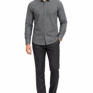 RIVAZ Grey Plain Men’s Shirt – 55625 – front view