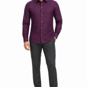 RIVAZ Maroon Horizontal Stripe Men’s Shirt – 56292 – front view