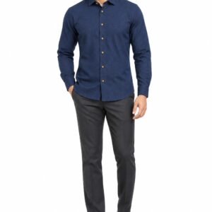 RIVAZ Navy blue Plain Men’s Shirt – 57254 – front view