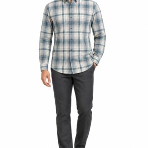 RIVAZ Blue and cream Check Men’s Shirt – 57527 – front view