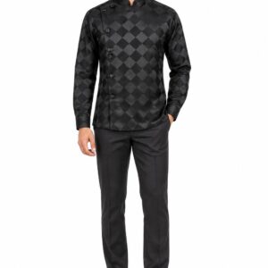 RIVAZ Black Geometric Pattern Men’s Shirt – 57950 – front view