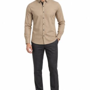 RIVAZ Tan Plain Men’s Shirt – 58104 – front view