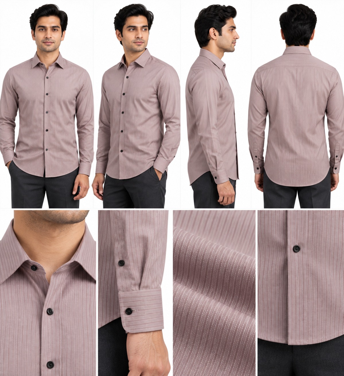 RIVAZ Dusty lilac Plain Men’s Shirt – 58104-1 – design and garment details