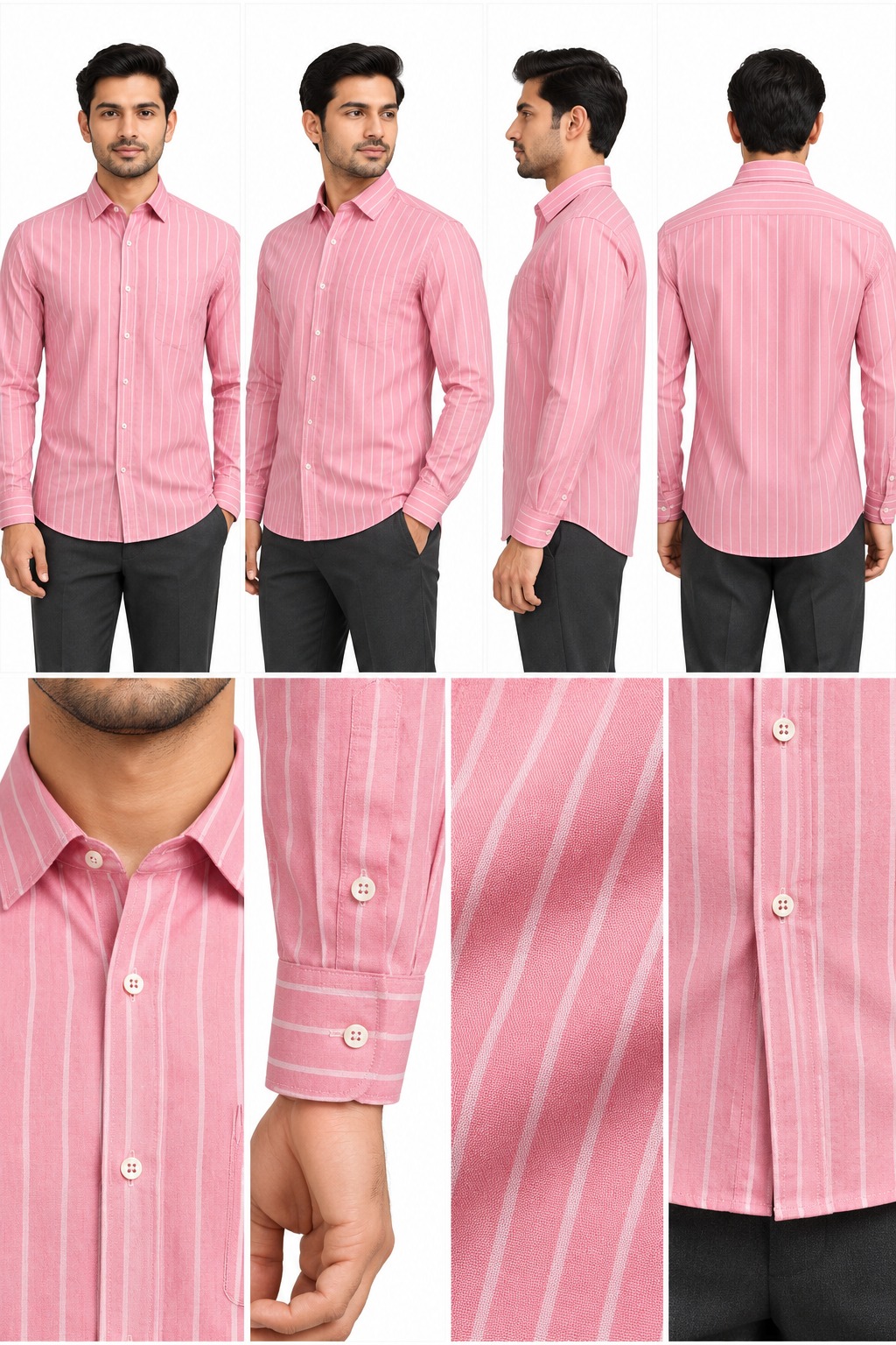 RIVAZ Pink Vertical Stripe Men’s Shirt – 58163 – design and garment details