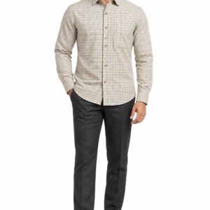 RIVAZ Beige Subtle Check Men’s Shirt – 58221 – front view