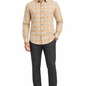 RIVAZ Mustard yellow Check Men’s Shirt – 58249 – front view