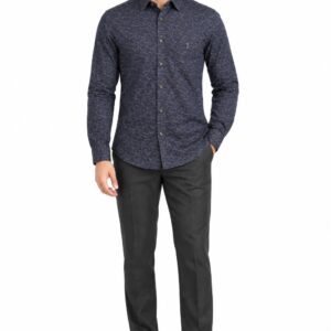 RIVAZ Navy blue Small Print Men’s Shirt – 58305 – front view