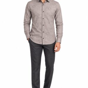 RIVAZ Taupe Plain Men’s Shirt – 58386-1 – front view