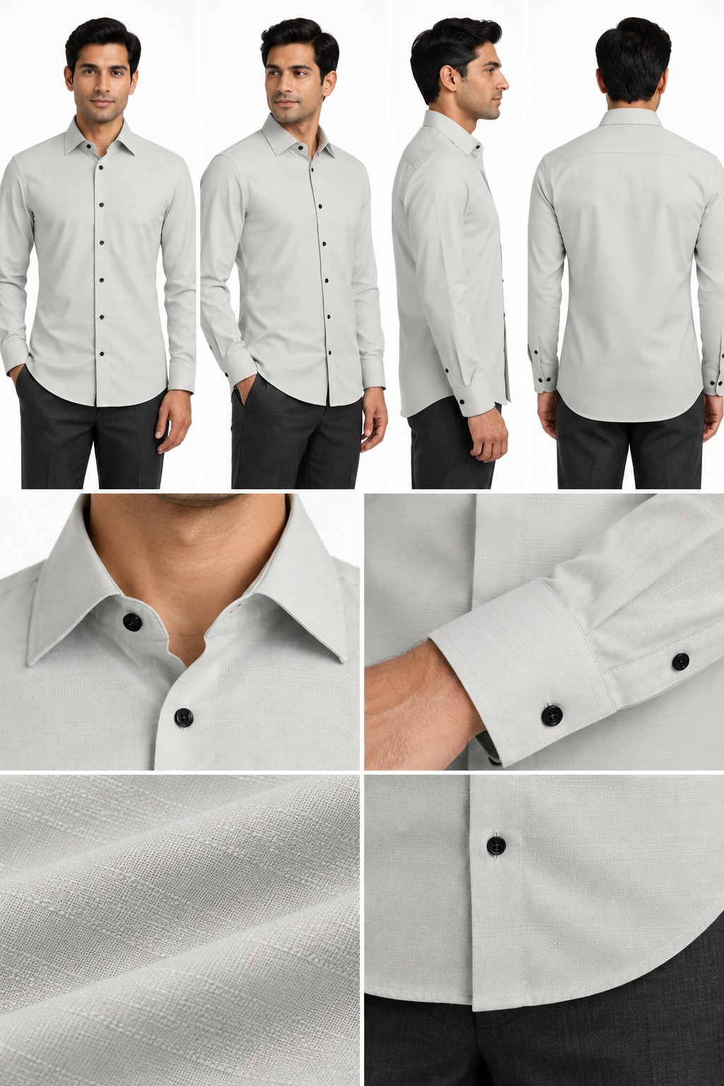 RIVAZ Off white Plain Men’s Shirt – 58390 – design and garment details