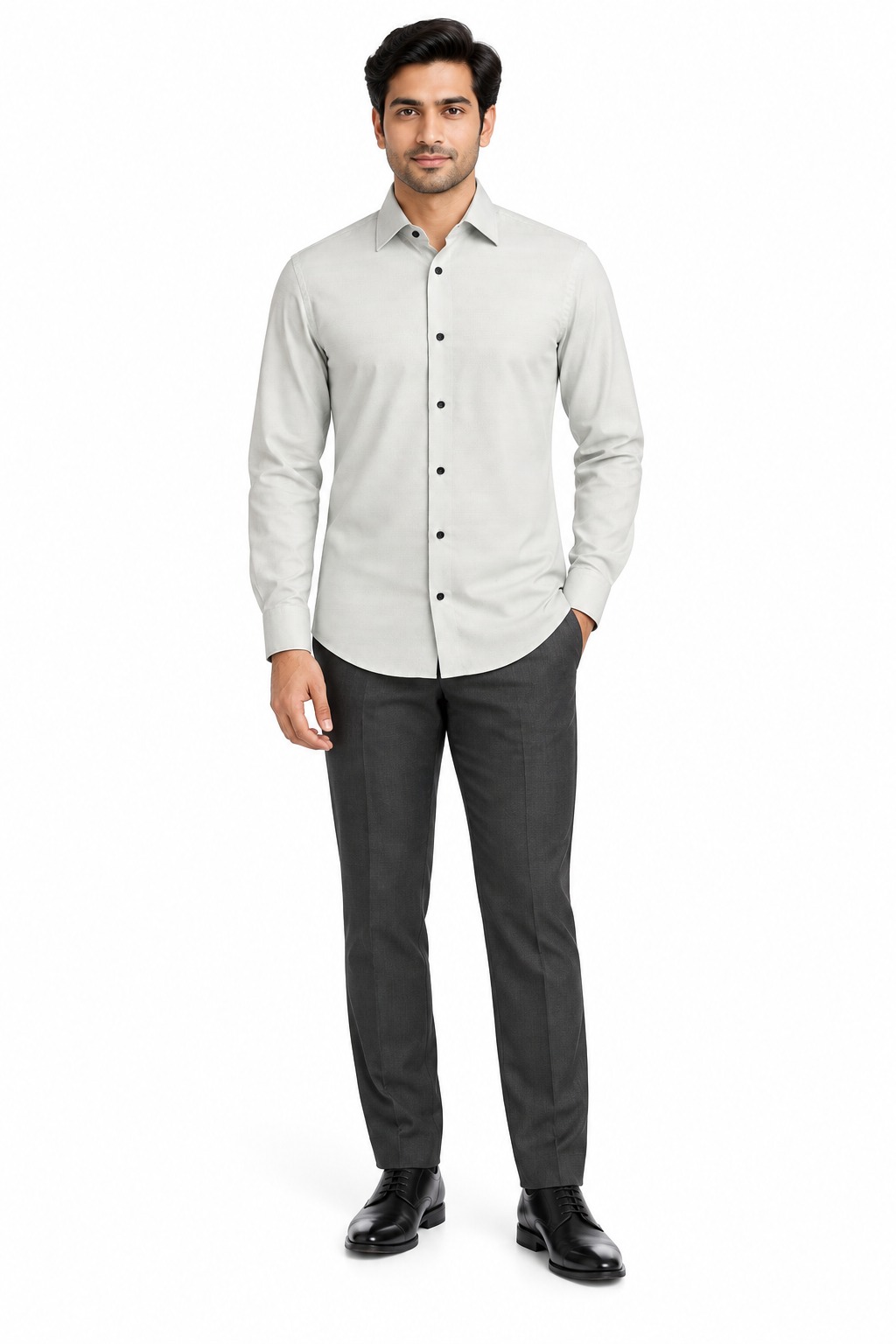 RIVAZ Off white Plain Men’s Shirt – 58390 – front view
