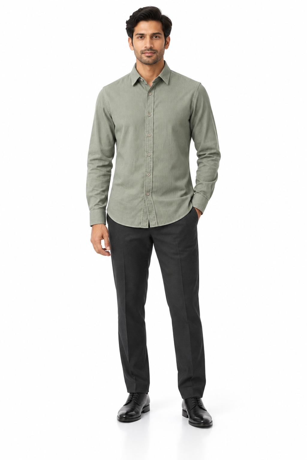 RIVAZ Sage green Plain Men’s Shirt – 58396 – front view