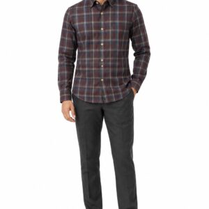 RIVAZ Burgundy Check Men’s Shirt – 59519 – front view