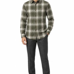 RIVAZ Olive green Check Men’s Shirt – 59527 – front view