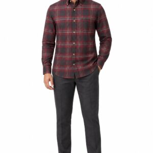 RIVAZ Maroon Check Men’s Shirt – 60061 – front view