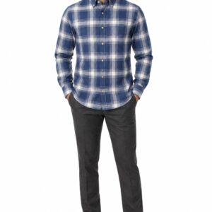 RIVAZ Blue and white Check Men’s Shirt – 60601 – front view