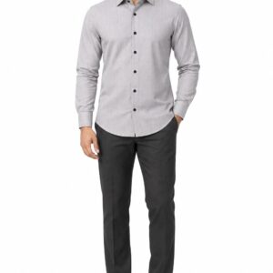 RIVAZ Light grey Plain Men’s Shirt – D-20209 – front view
