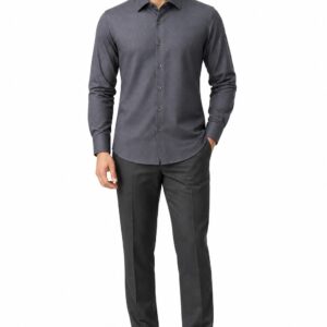 RIVAZ Charcoal grey Plain Men’s Shirt – d-20178 – front view