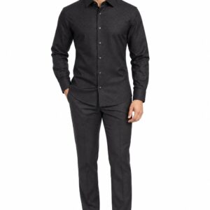 RIVAZ Black Plain Men’s Shirt – d-20195 – front view